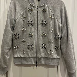 Banana Republic Gray Bomber Jacket with Star Embellishments